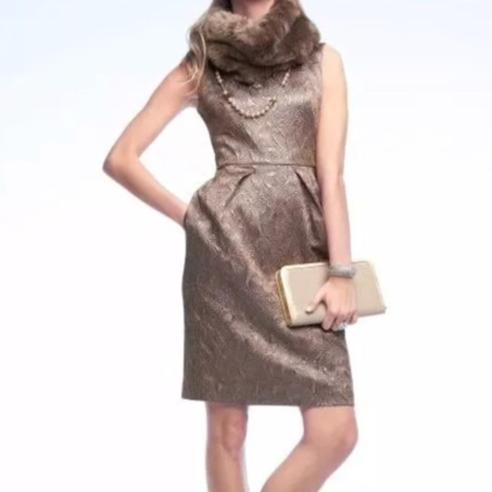 Banana Republic Metallic Dark Gold Dress